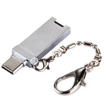 ミニ アルミ合金 USB 2.0 メス to USB-C / Type-C オス ポートコネクターアダプター チェーン付き