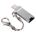 ミニ アルミ合金 USB 2.0 メス to USB-C / Type-C オス ポートコネクターアダプター チェーン付き