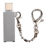 ミニ アルミ合金 USB 2.0 メス to USB-C / Type-C オス ポートコネクターアダプター チェーン付き