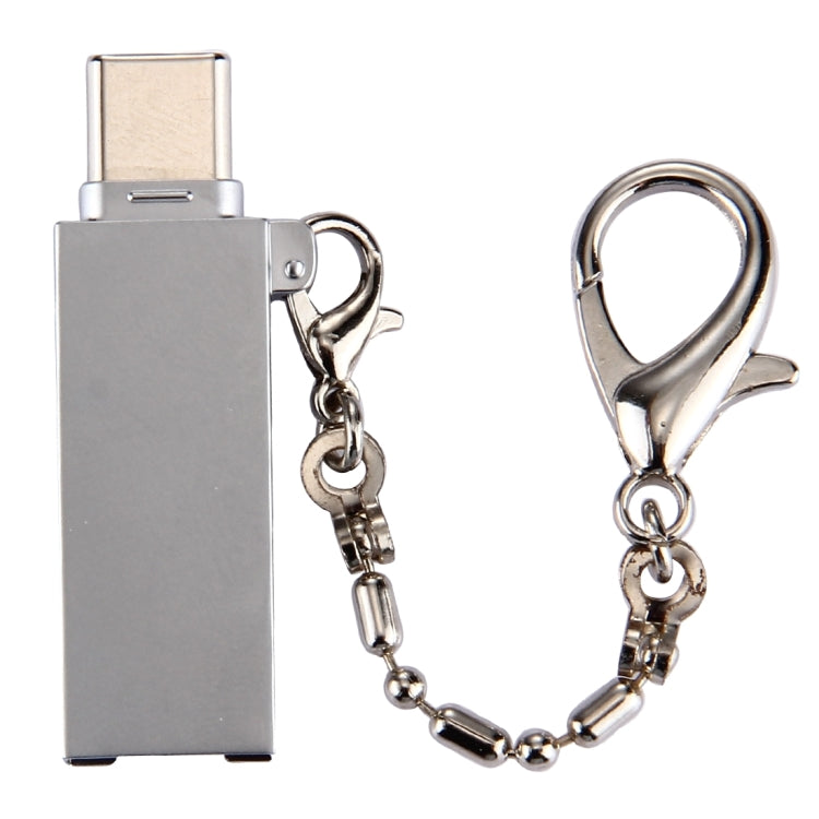 ミニ アルミ合金 USB 2.0 メス to USB-C / Type-C オス ポートコネクターアダプター チェーン付き