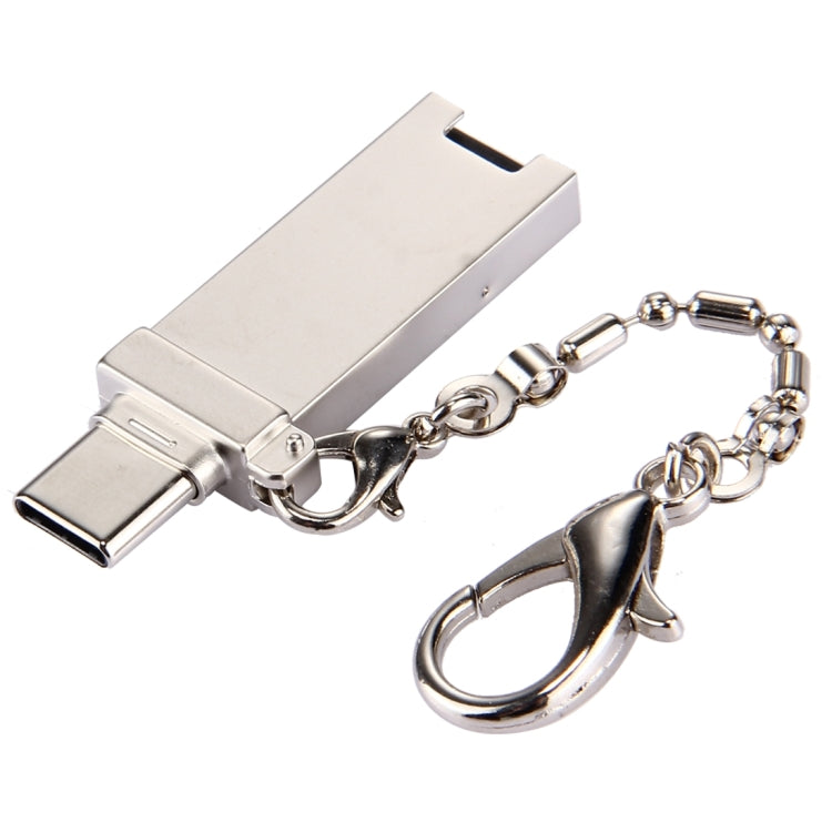 ミニ アルミ合金 USB 2.0 メス to USB-C / Type-C オス ポートコネクターアダプター チェーン付き