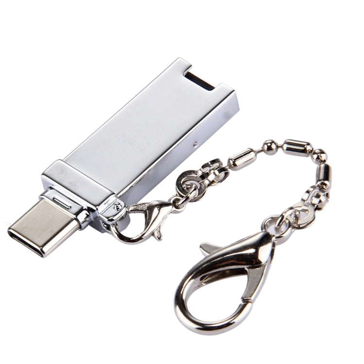 ミニ アルミ合金 USB 2.0 メス to USB-C / Type-C オス ポートコネクターアダプター チェーン付き