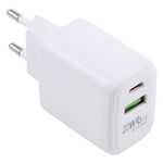LZ-215A+C 20W QC 3.0 USB + PD 3.0 USB-C / Type-C 急速充電トラベルチャージャー、欧州プラグ、欧州プラグ