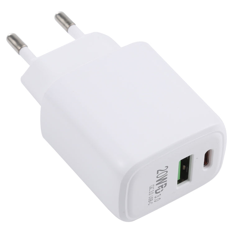 LZ-215A+C 20W QC 3.0 USB + PD 3.0 USB-C / Type-C 急速充電トラベルチャージャー、欧州プラグ、欧州プラグ