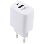 LZ-215A+C 20W QC 3.0 USB + PD 3.0 USB-C / Type-C 急速充電トラベルチャージャー、欧州プラグ、欧州プラグ