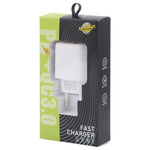 LZ-215A+C 20W QC 3.0 USB + PD 3.0 USB-C / Type-C 急速充電トラベルチャージャー、欧州プラグ、欧州プラグ
