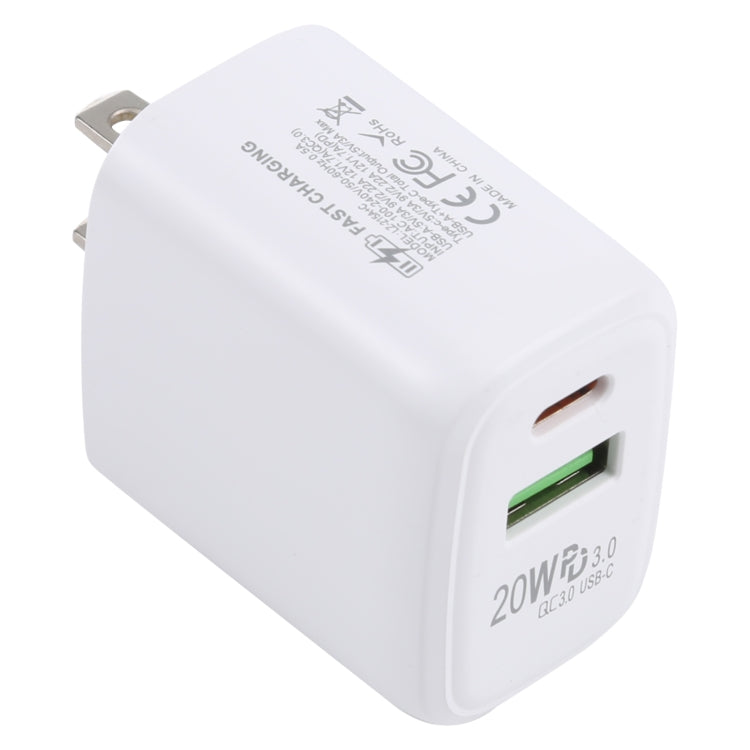 LZ-215A+C 20W QC 3.0 USB + PD 3.0 USB-C / Type-C 急速充電トラベルチャージャー、米国プラグ、米国プラグ