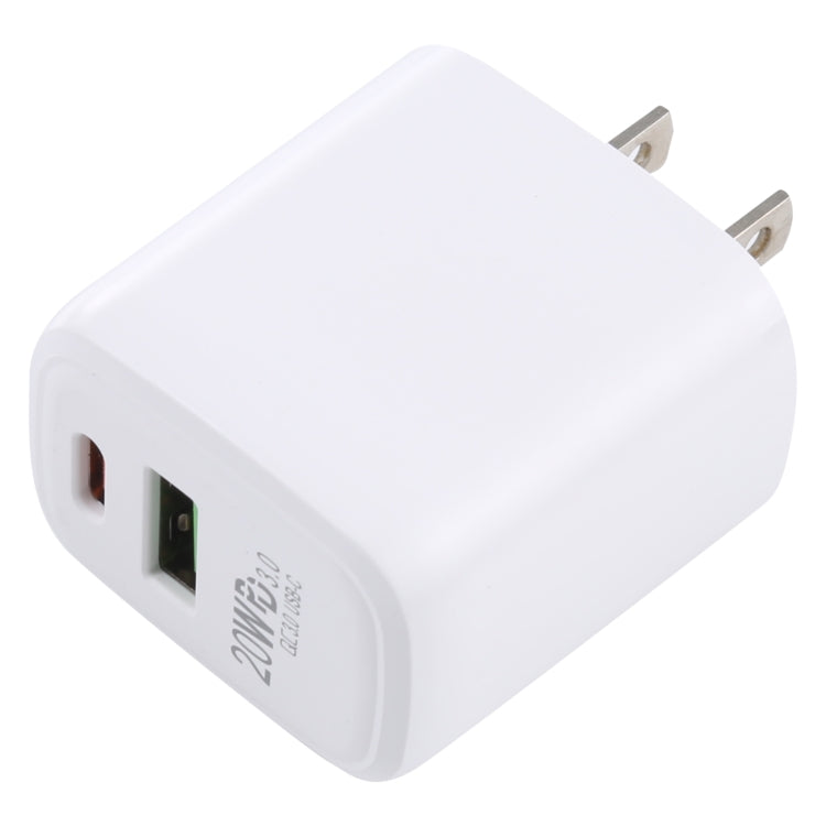 LZ-215A+C 20W QC 3.0 USB + PD 3.0 USB-C / Type-C 急速充電トラベルチャージャー、米国プラグ、米国プラグ
