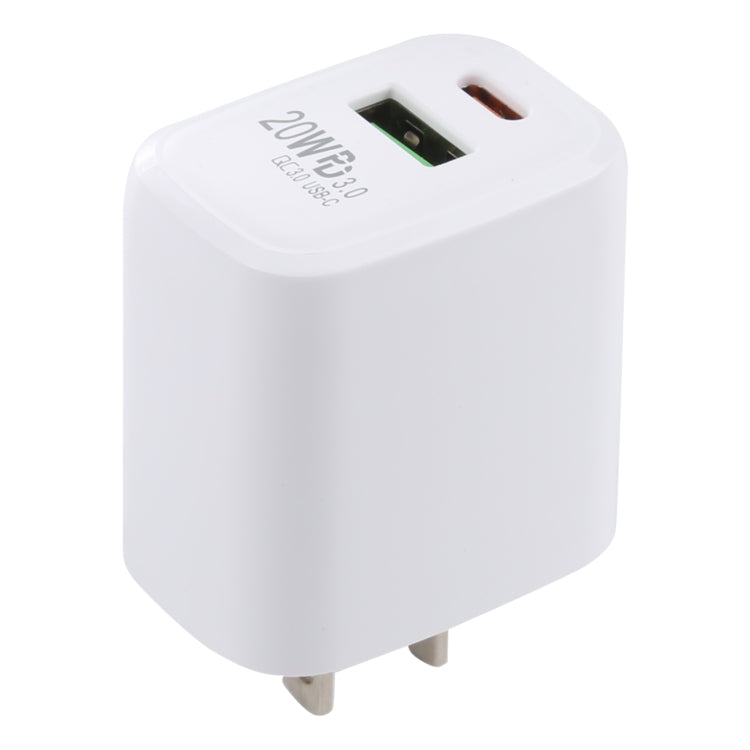 LZ-215A+C 20W QC 3.0 USB + PD 3.0 USB-C / Type-C 急速充電トラベルチャージャー、米国プラグ、米国プラグ