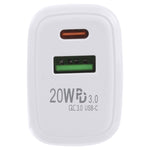 LZ-215A+C 20W QC 3.0 USB + PD 3.0 USB-C / Type-C 急速充電トラベルチャージャー、米国プラグ、米国プラグ
