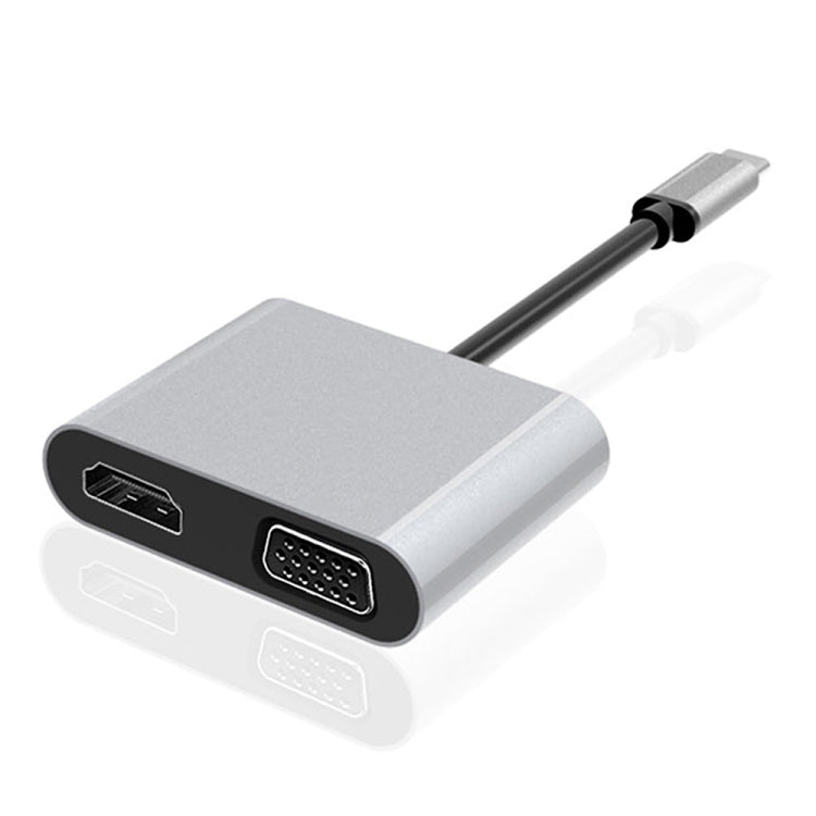 2-in-1 多機能 USB-C / Type-C から HDMI+VGA ハブ ドッキングステーション