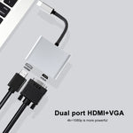 2-in-1 多機能 USB-C / Type-C から HDMI+VGA ハブ ドッキングステーション