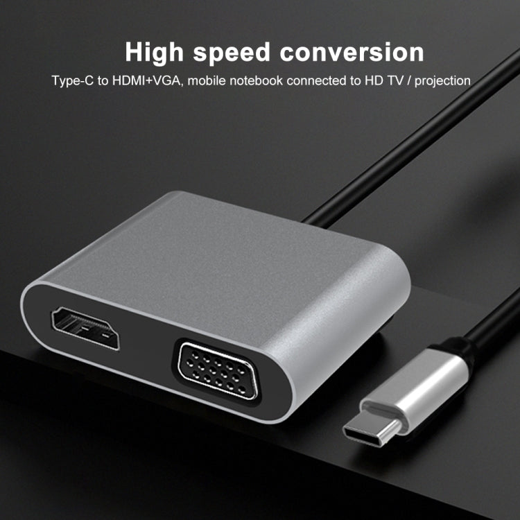 2-in-1 多機能 USB-C / Type-C から HDMI+VGA ハブ ドッキングステーション