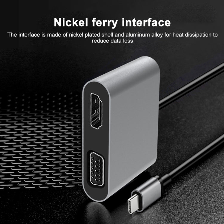 2-in-1 多機能 USB-C / Type-C から HDMI+VGA ハブ ドッキングステーション