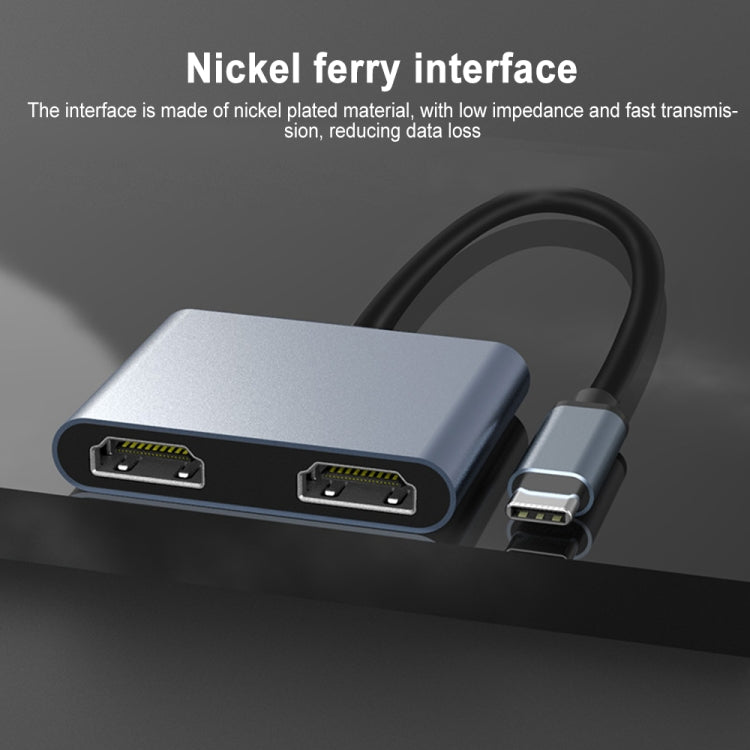 2-in-1 多機能 USB-C / Type-C から デュアル HDMI ハブ ドッキングステーション
