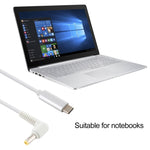 USB-C / Type-C から 5.5 x 2.5mm ノートパソコン用電源充電ケーブル、ケーブル長：約1.5m、Type-C から 5.5 x 2.5mm（L字型）