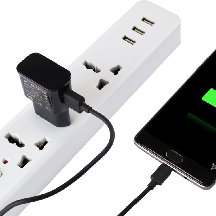 5V 2.1A インテリジェント識別USBチャージャー 1m USB to USB-C / Type-C充電ケーブル付き、欧州プラグ