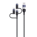 USAMS US-SJ547 U62 USB + Type-C / USB-C to Type-C / USB-C + 8ピン + マイクロ アルミ合金 PD急速充電データケーブル、長さ:1.2m