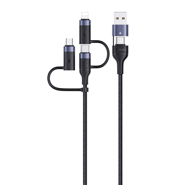 USAMS US-SJ547 U62 USB + Type-C / USB-C to Type-C / USB-C + 8ピン + マイクロ アルミ合金 PD急速充電データケーブル、長さ:1.2m