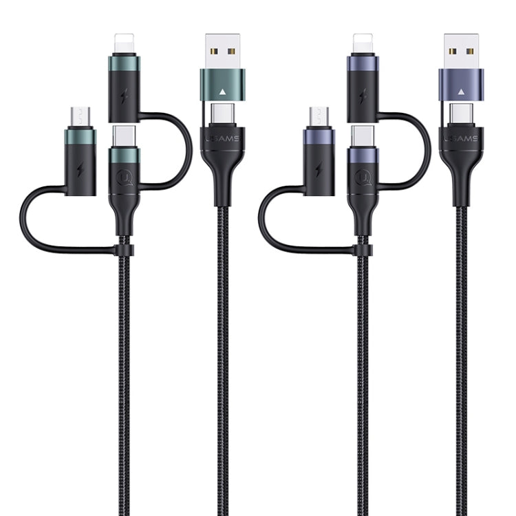 USAMS US-SJ547 U62 USB + Type-C / USB-C to Type-C / USB-C + 8ピン + マイクロ アルミ合金 PD急速充電データケーブル、長さ:1.2m
