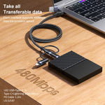 USAMS US-SJ547 U62 USB + Type-C / USB-C to Type-C / USB-C + 8ピン + マイクロ アルミ合金 PD急速充電データケーブル、長さ:1.2m