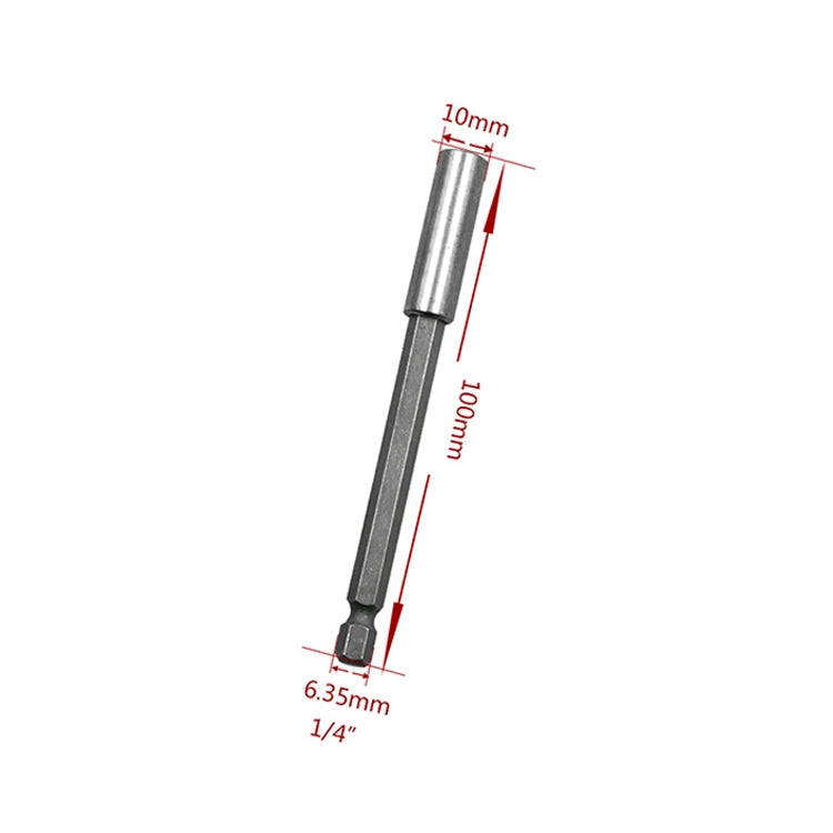 5個セット 1/4 電動バッチヘッド 高磁力連結棒 ピストルドリル延長棒スリーブ 速回転ジョイント 長さ: 100mm 100mmジョイント