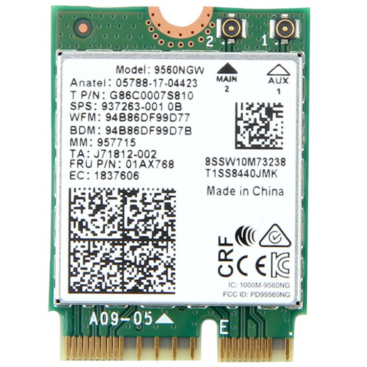 9560NGW デュアルバンド 1.73Gbps ワイヤレス Intel 9560ac NGFF Key E Wifiカード 802.11ac Bluetooth 5.0 Windows 10対応ノートパソコン用、9560NGW Intel 9560ac