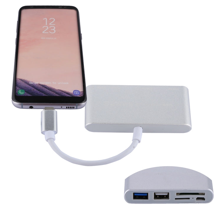5-in-1 マイクロSD + SD + USB 3.0 + USB 2.0 + マイクロUSBポートからUSB-C / タイプC OTGコンボアダプターカードリーダー タブレット、スマートフォン、PC用、5-in-1（シルバー）、5-in-1（ゴールド）