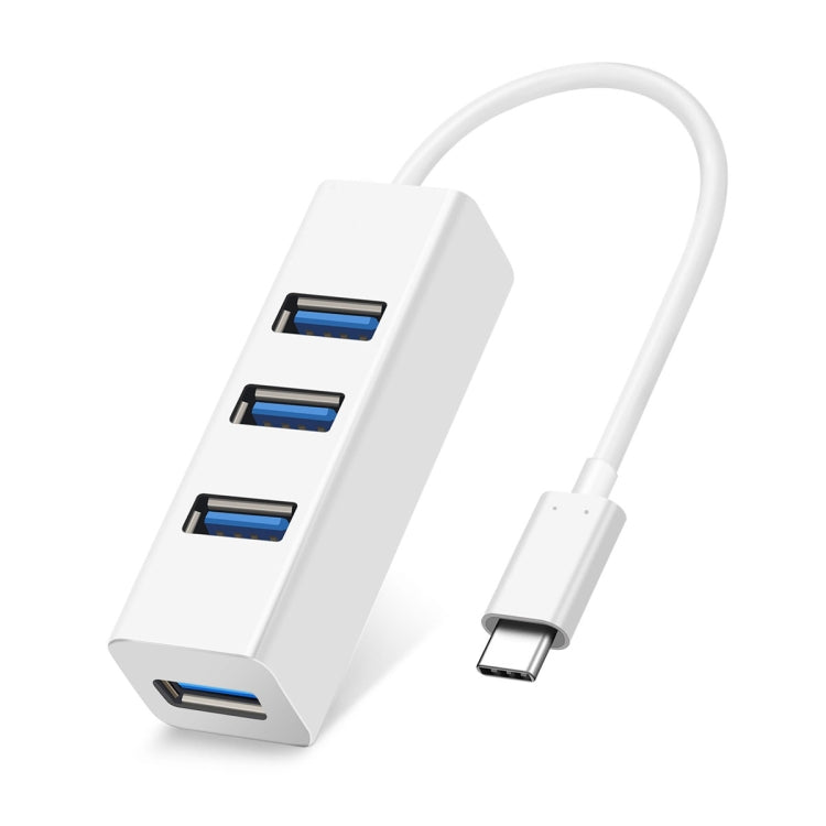 ポータブルUSB-C / Type-Cオスから4USBポートメスHUBアダプター、USB4ポート（ホワイト）