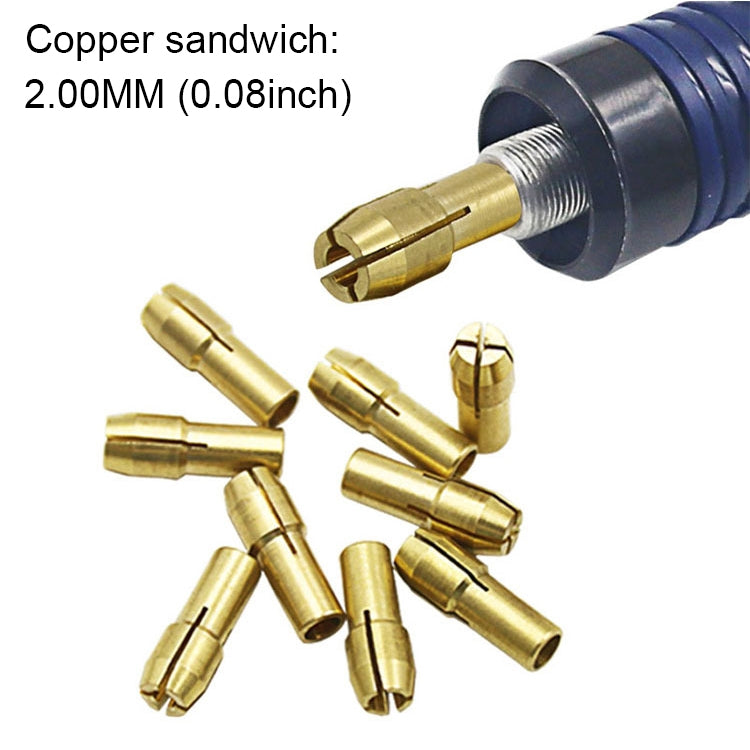 10点セット 三つ爪銅クランプナット 電動ミル用付属品、穴径: 2.0mm、穴径: 2.0mm