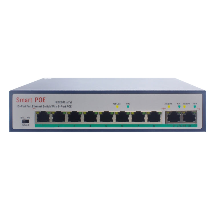 ESCAM POE 8+2 10ポート ファストイーサネットスイッチ 8ポート POE 10/100M 120W ネットワークスイッチ、伝送距離：150m、10ポート