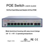 ESCAM POE 8+2 10ポート ファストイーサネットスイッチ 8ポート POE 10/100M 120W ネットワークスイッチ、伝送距離：150m、10ポート
