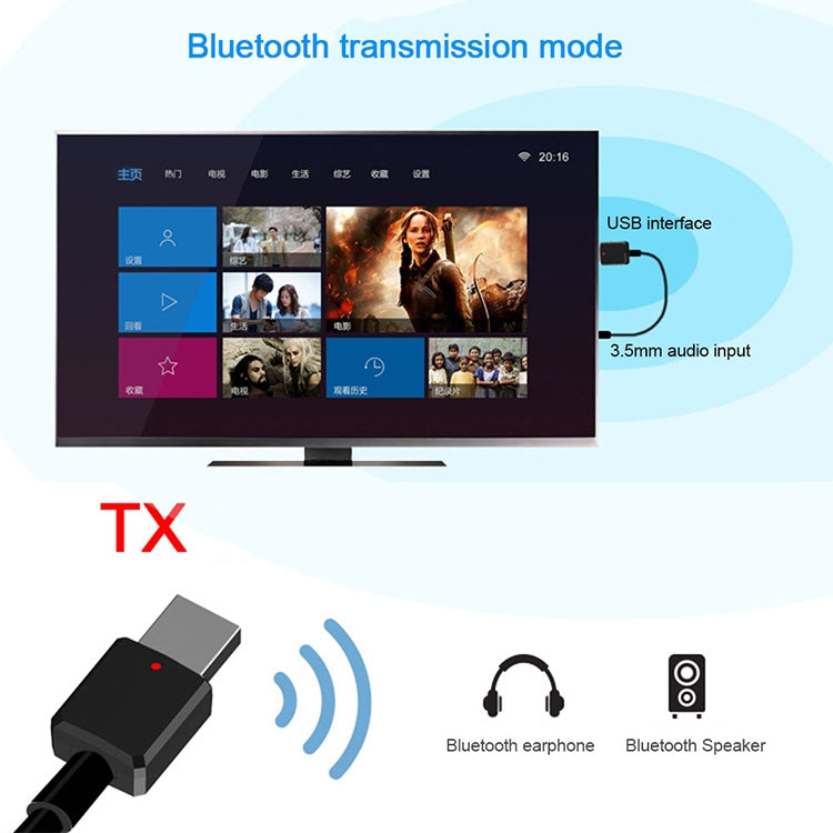 Bluetooth5.0 オーディオレシーバー USB Bluetoothアダプター Bluetoothトランスミッター Win8/10対応、ZF169