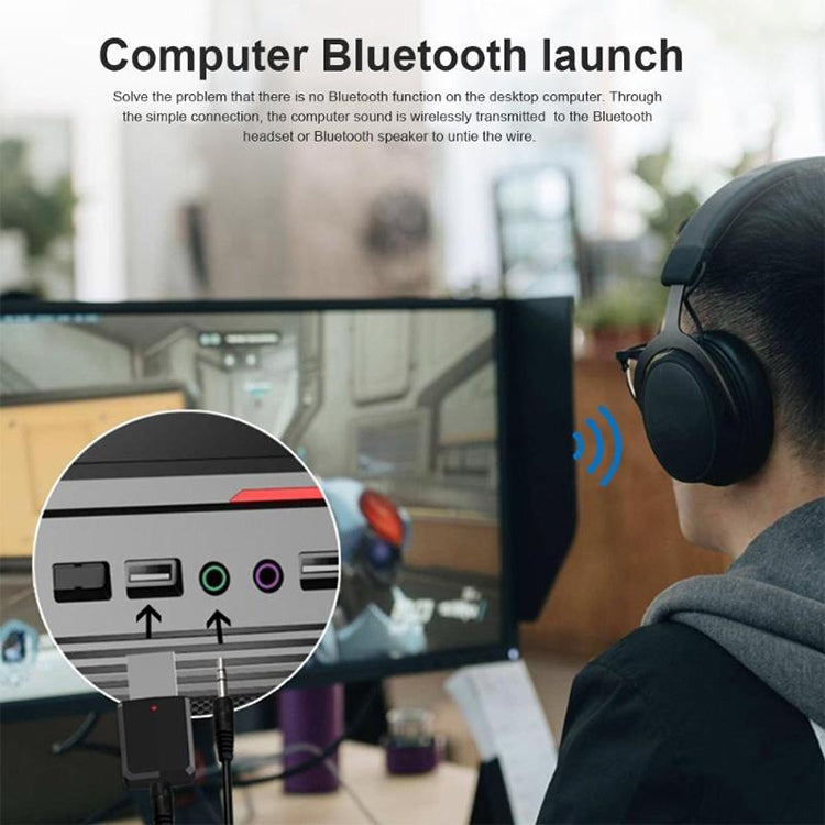 Bluetooth5.0 オーディオレシーバー USB Bluetoothアダプター Bluetoothトランスミッター Win8/10対応、ZF169
