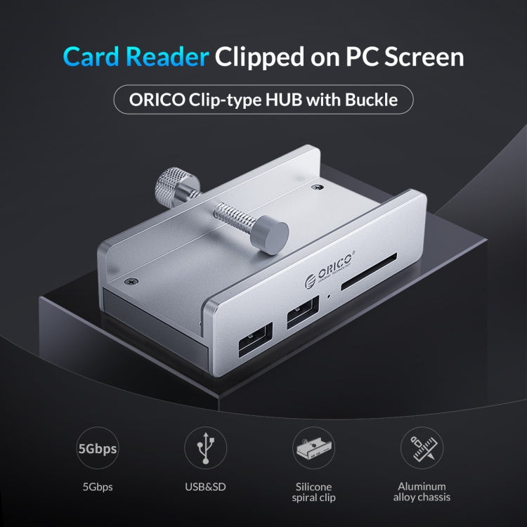ORICO MH2AC-U3 クリップ型2ポートUSB3.0ハブ SDカードリーダー付き