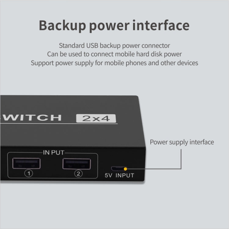 2x4 USBスイッチ 2ポート PC共有 4デバイス用 プリンター キーボード マウス モニター、2x4 USBスイッチ