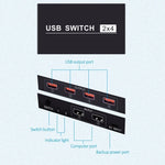 2x4 USBスイッチ 2ポート PC共有 4デバイス用 プリンター キーボード マウス モニター、2x4 USBスイッチ