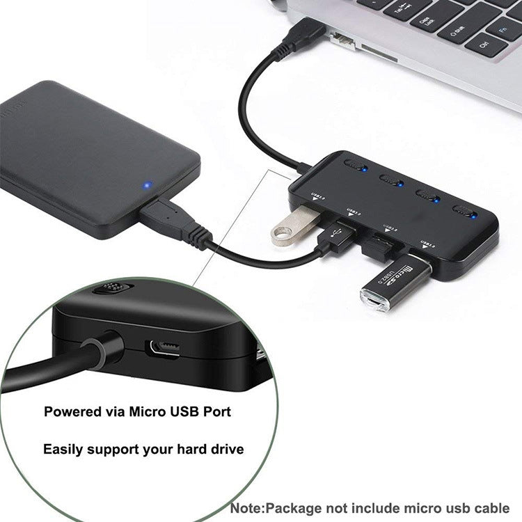 ウルトラスピード USB3.0 4ポート ハブ スイッチ付き、USB 3.0