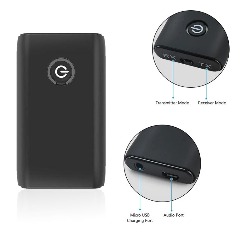 B10S Bluetoothアダプター 5.0 Bluetoothトランスミッター兼レシーバー 2-in-1 Bluetoothアダプター、ブラック
