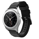 キャンバス＆レザー リストストラップウォッチバンド Samsung Gear S2/Galaxy Active 42mm用, リストストラップサイズ:135+96mm