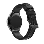 キャンバス＆レザー リストストラップウォッチバンド Samsung Gear S2/Galaxy Active 42mm用, リストストラップサイズ:135+96mm