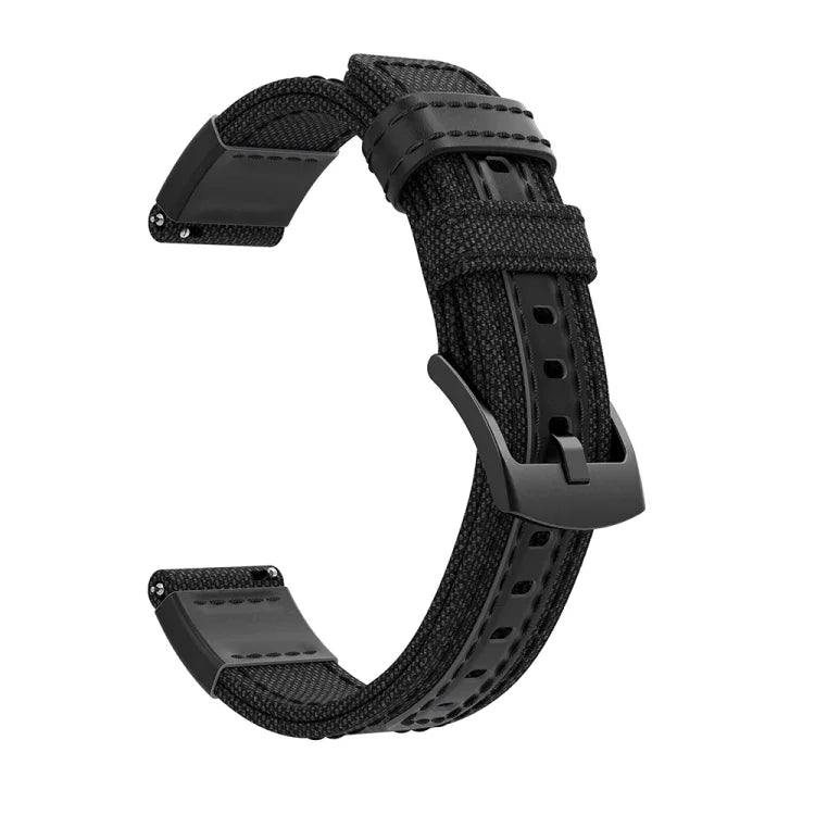 キャンバス＆レザー リストストラップウォッチバンド Samsung Gear S2/Galaxy Active 42mm用, リストストラップサイズ:135+96mm