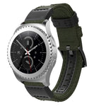 キャンバス＆レザー リストストラップウォッチバンド Samsung Gear S2/Galaxy Active 42mm用, リストストラップサイズ:135+96mm