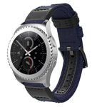 キャンバス＆レザー リストストラップウォッチバンド Samsung Gear S2/Galaxy Active 42mm用, リストストラップサイズ:135+96mm