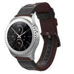 キャンバス＆レザー リストストラップウォッチバンド Samsung Gear S2/Galaxy Active 42mm用, リストストラップサイズ:135+96mm