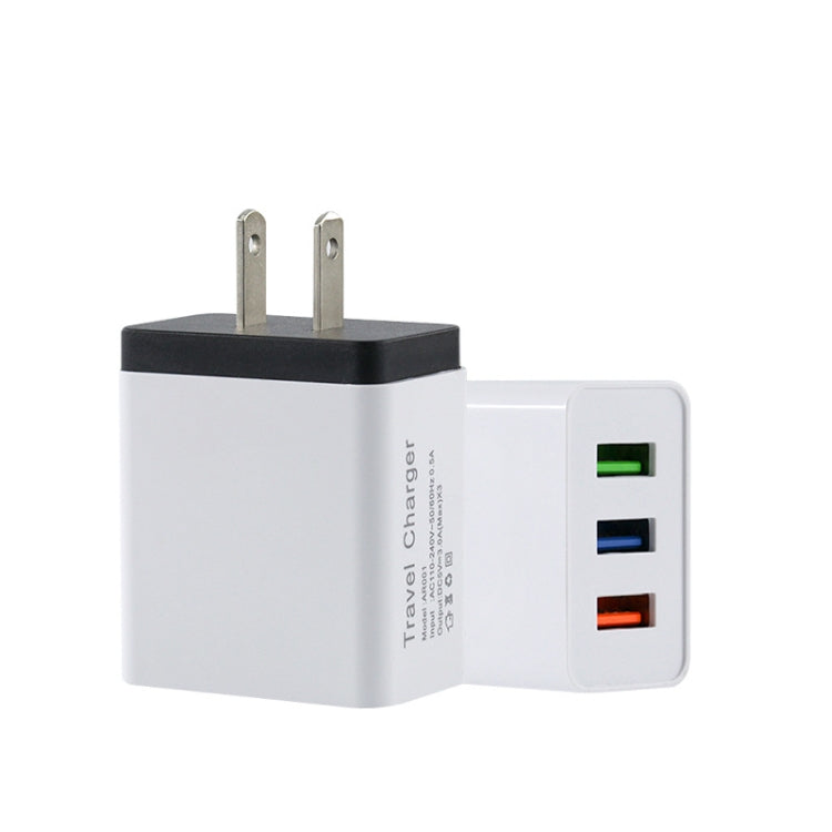 2A 3USB モバイルフォン旅行用充電器 USプラグ、ブラック、グレー、レッド、オレンジ、ブルー