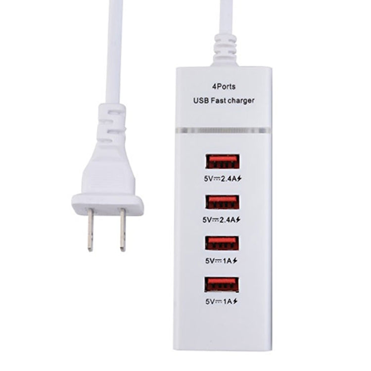 5V 4.1A 4ポートUSB充電アダプター 電源プラグケーブル付き、ケーブル長さ：1.5m、米国プラグ、米国プラグ