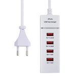 5V 4.1A 4ポートUSB充電アダプター 電源プラグケーブル付き、ケーブル長さ：1.5m、EUプラグ、EUプラグ