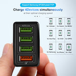 30W QC 3.0 USB + 3 USB 2.0ポート モバイルフォン タブレット PC用ユニバーサルクイックチャージャー トラベルチャージャー、EUプラグ、EUプラグ
