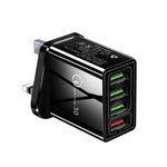 30W QC 3.0 USB + 3 USB 2.0ポート モバイルフォン タブレット PC用ユニバーサルクイックチャージャー トラベルチャージャー、UKプラグ、UKプラグ
